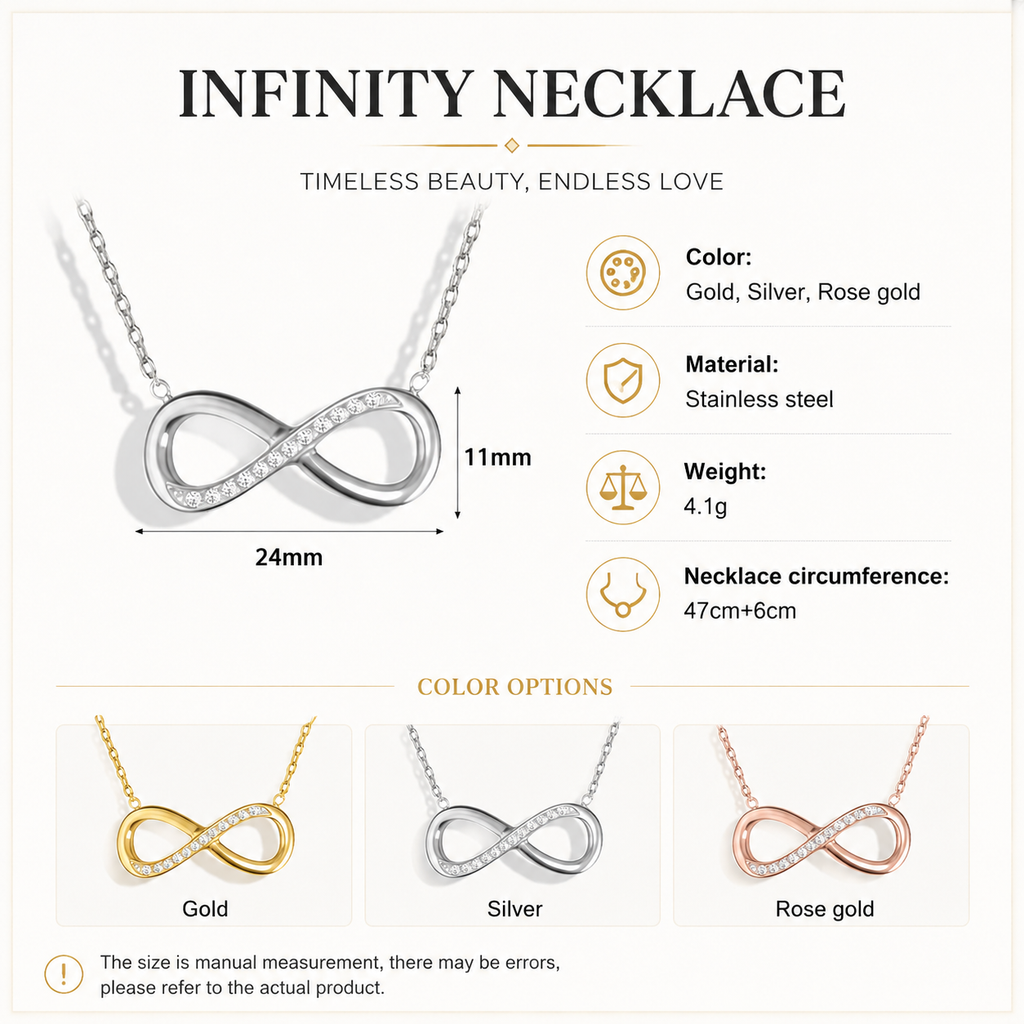 Waterproof Gold PVD Plated Stainless Steel Infinite Necklace