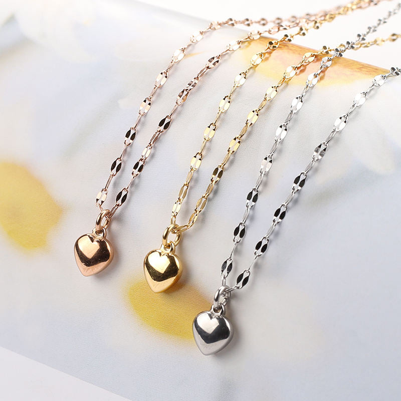 Bubble Heart Necklace Gold Silver Rose Gold Set Stainless Steel