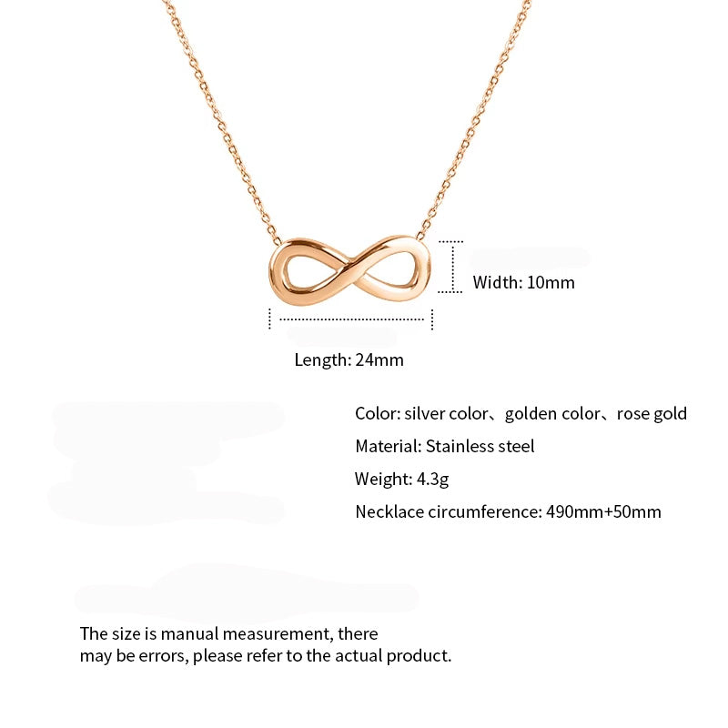 Stainless Steel Infinite Letter Necklace Size 49cm Chain Pendant 2.4cm