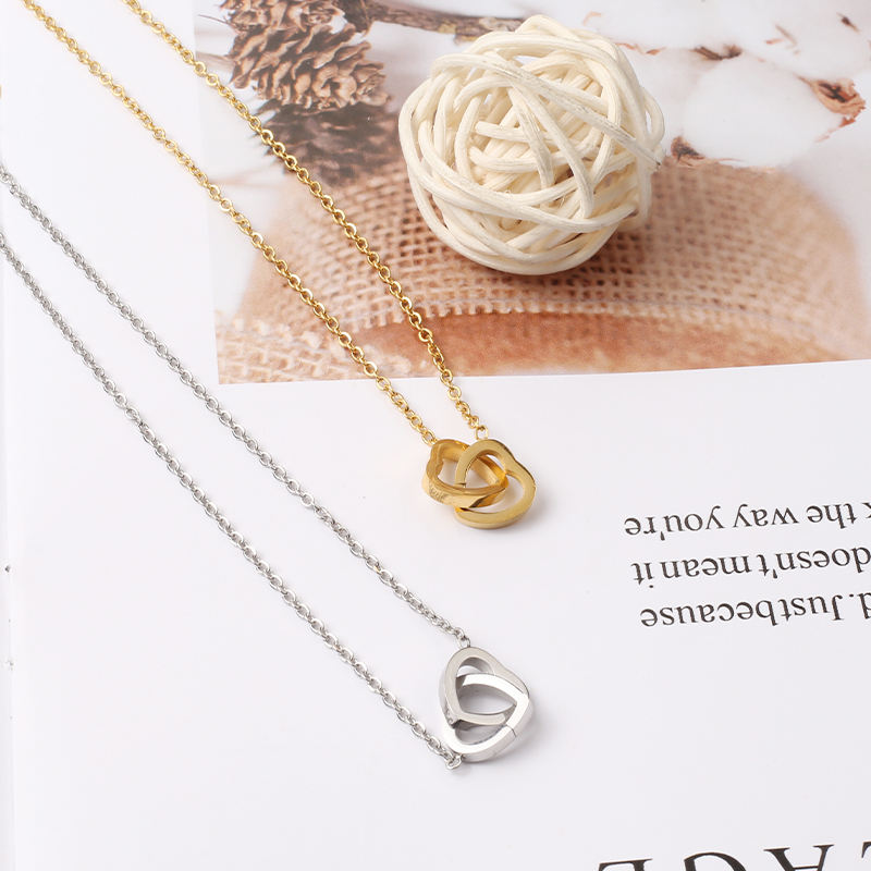 Double Heart Necklace Gift Jewelry Present
