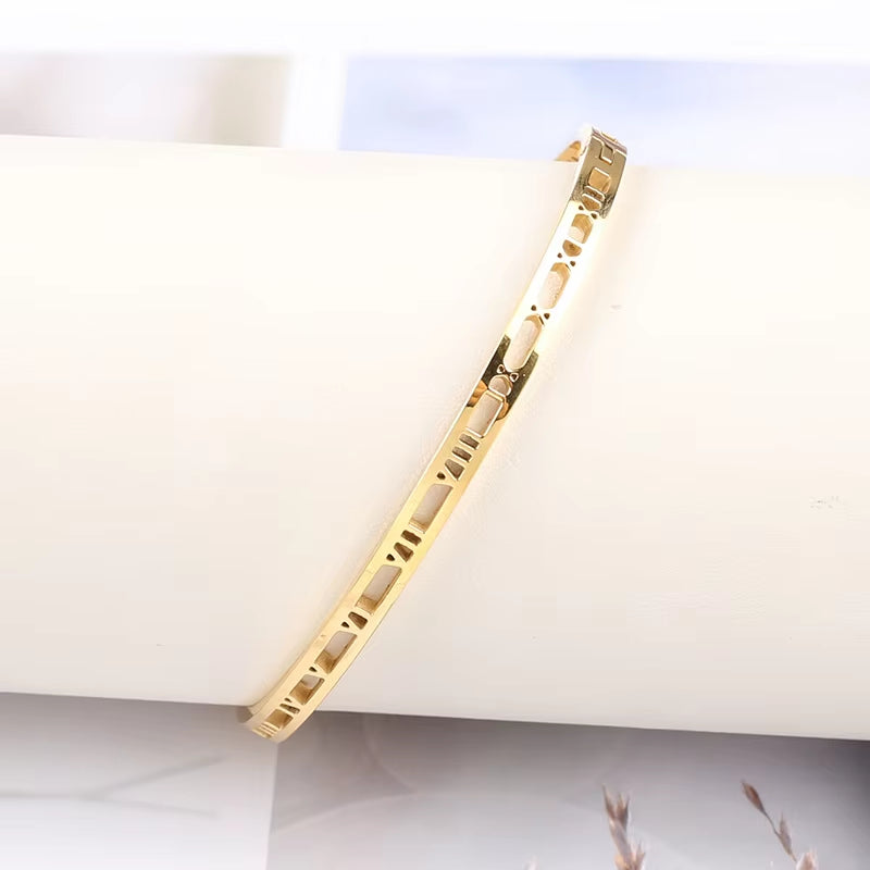 Hollow Out Roman Numeral Bangle Jewelry Gift

