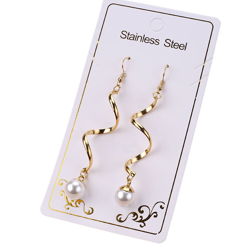 Women Long Tassel Pearl Earrings Gold Minimalist Dangle Earrings
