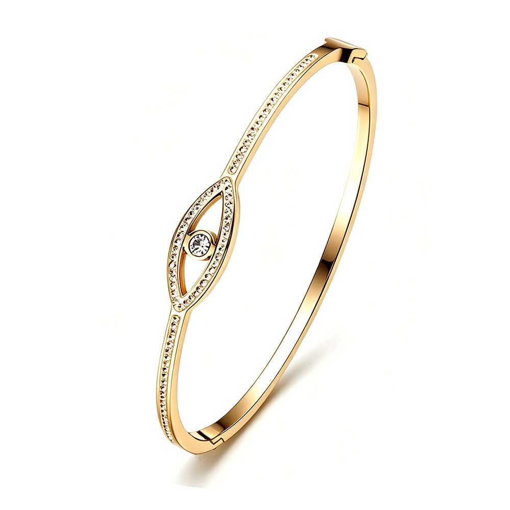No Rust Stainless Steel Setting Zircon Eyes Bangle