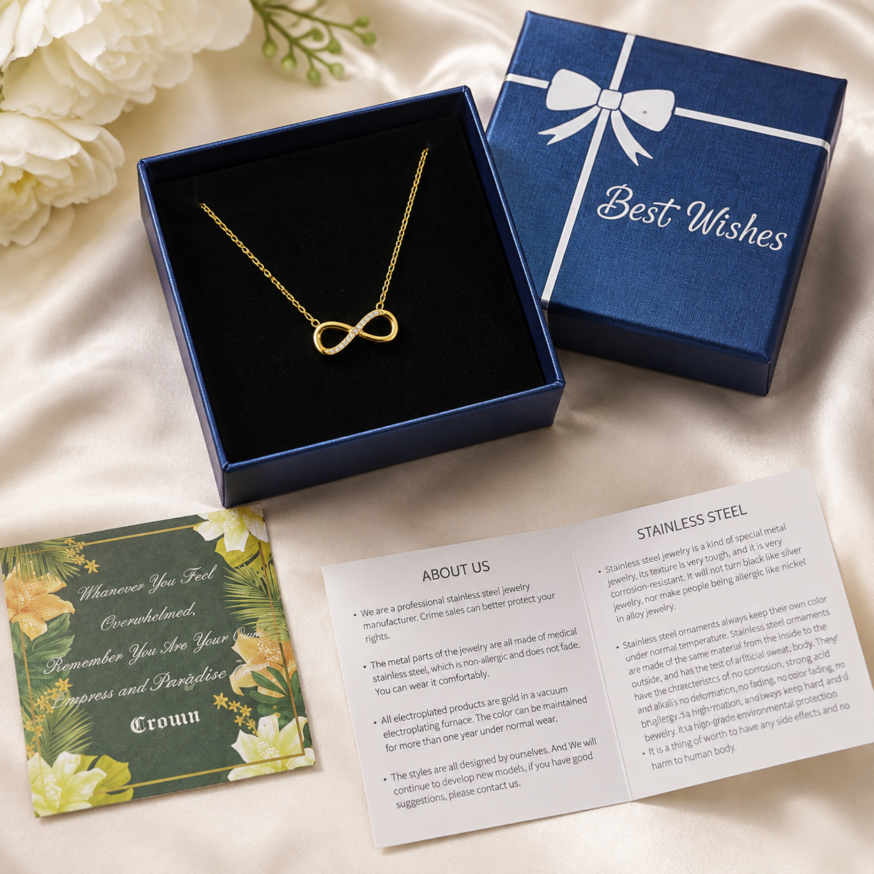 Waterproof Gold PVD Plated Stainless Steel Infinite Necklace