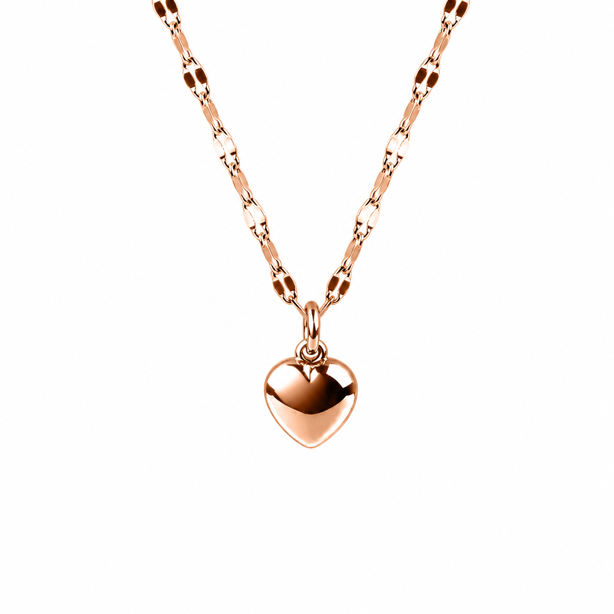 Bubble Heart Necklace Rose Gold PVD Plated Stainless Steel