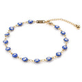 Colorful Demon Eye Anklet Blue Beads 18K Gold Plated Stainless Steel