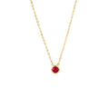 Women Birthstone Necklace Rose Red Topaz 18K Gold Plated Stainless Steel