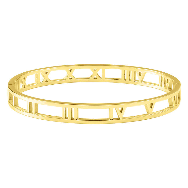 Roman Numeral Bracelet Gold PVD Plated Stainless Steel 7mm