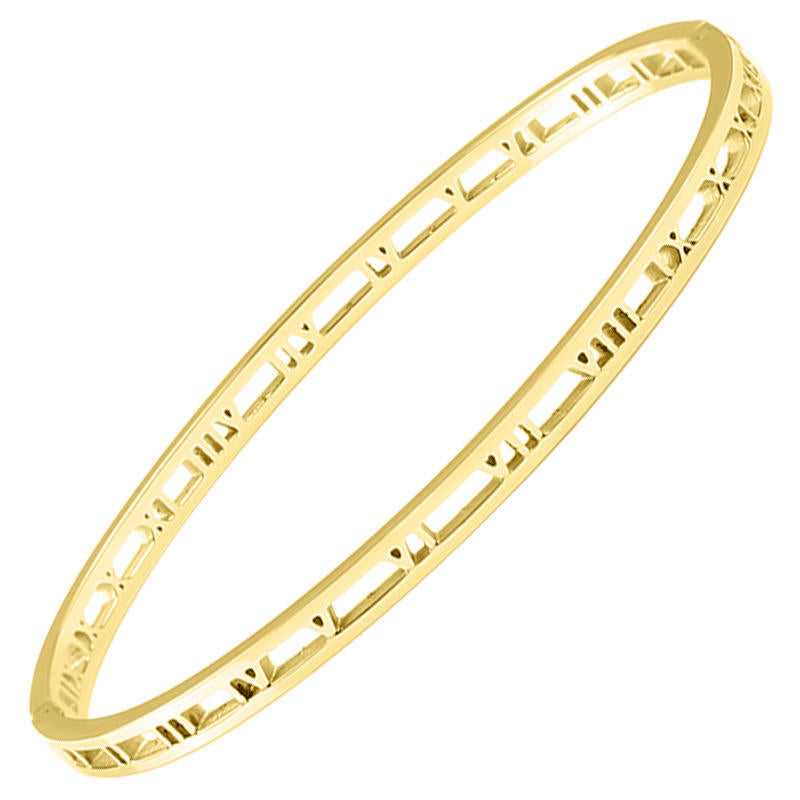 Hollow Out Roman Numeral Bangle Gold PVD Plated Stainless Steel