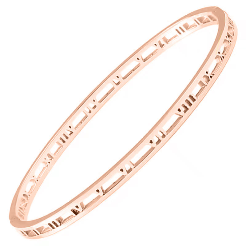 Hollow Out Roman Numeral Bangle Rose Gold PVD Plated