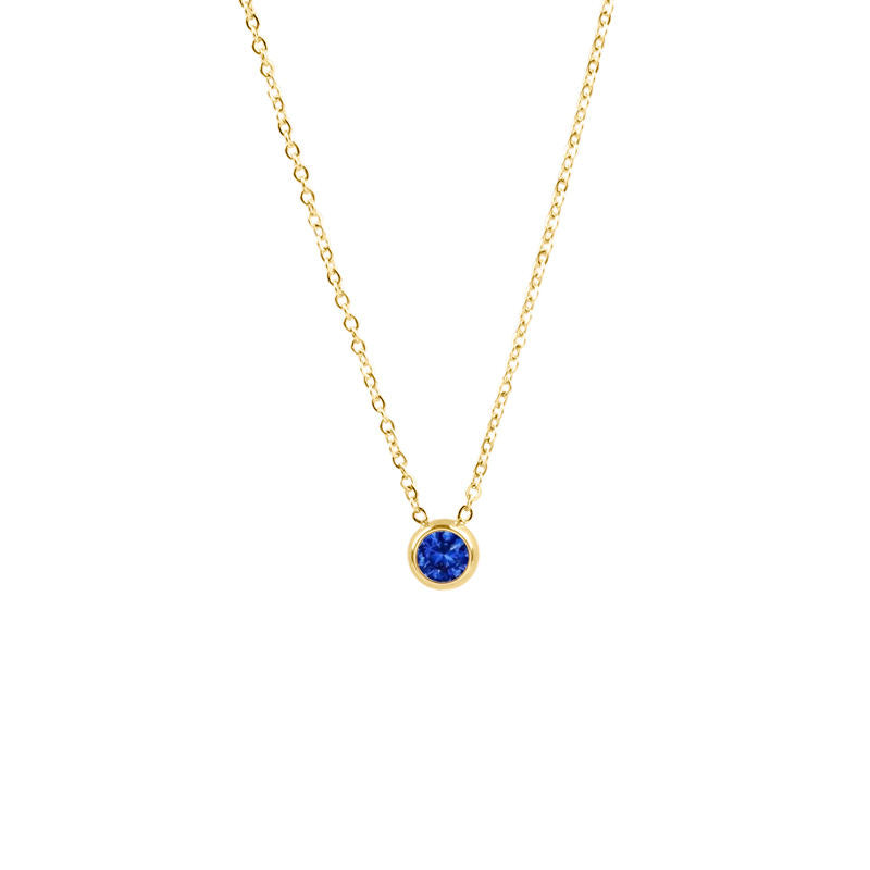 Women Birthstone Necklace Dark Blue Tanzanite 18K Gold Plated