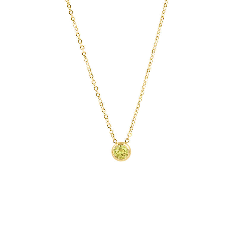 Women Birthstone Necklace Yellow Citrine 18K Gold Plated Stainless Steel