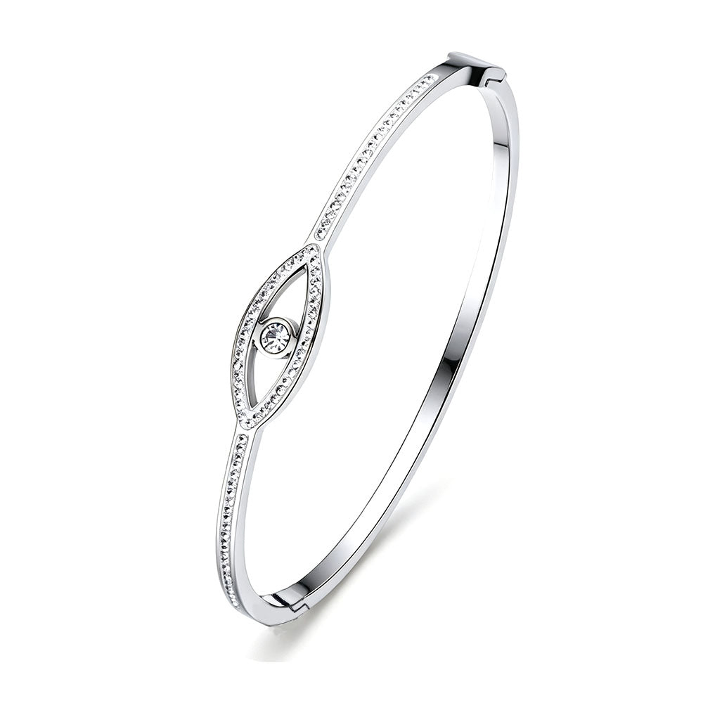 No Rust Stainless Steel Setting Zircon Eyes Bangle