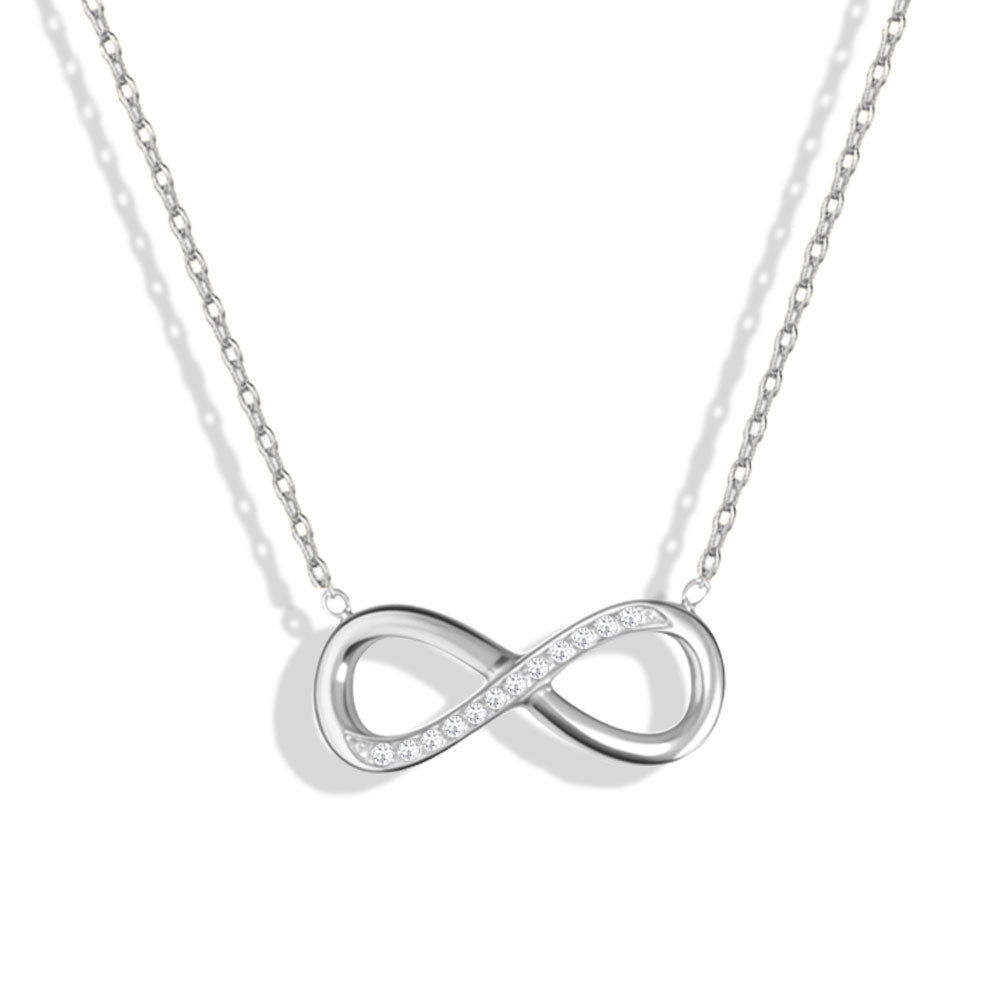 Silver stainless steel necklace with zircon stone setting — elegant and tarnish-free