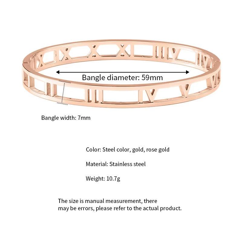 Roman Numeral Bracelet Size Chart Inner Diameter 59mm Width 7mm