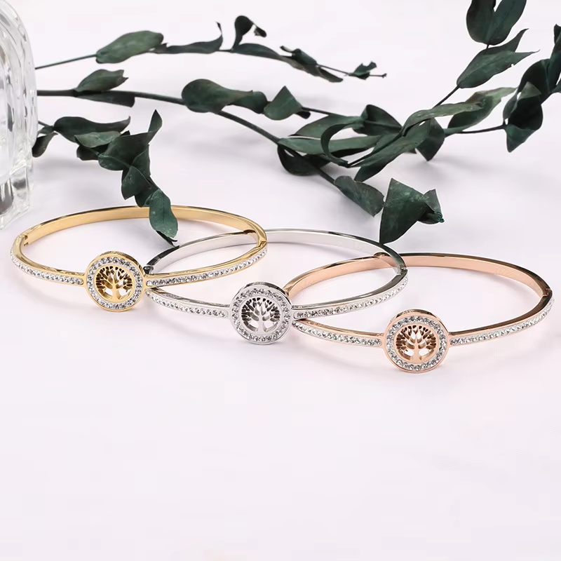 Zircon Tree of Life Bangle Close Up Detail Zircon Stone