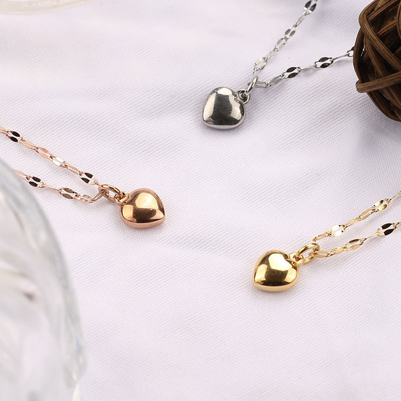 Bubble Heart Necklace Close Up Detail Gold Stainless Steel Pendant
